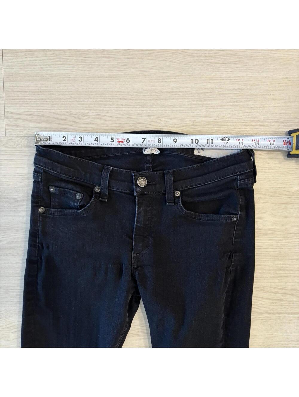Rag & Bone Stiletto Bootcut Jeans Womens 27 Coal Black Slim Denim Y2K Low Rise - Picture 8 of 9